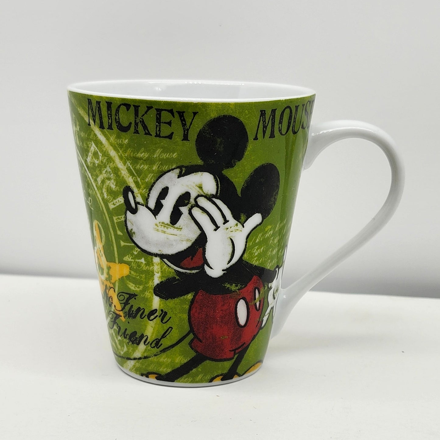 Official Disney Mickey Mouse "No Finer Friend" Green/Yellow 10 oz Coffee Cup Mug
