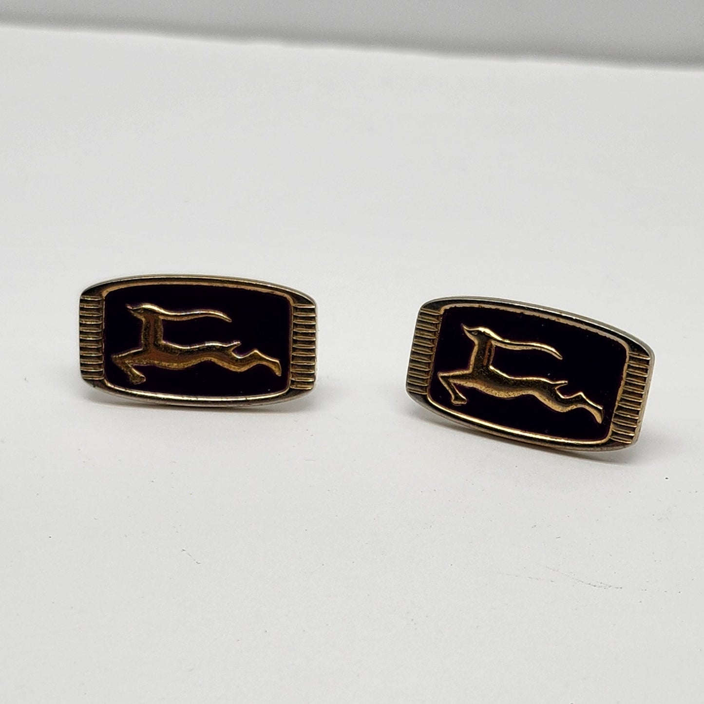 Vintage Antelope/Impala - Emblem Cuff Links Gold-Tone & Purple - Chevrolet Chevy