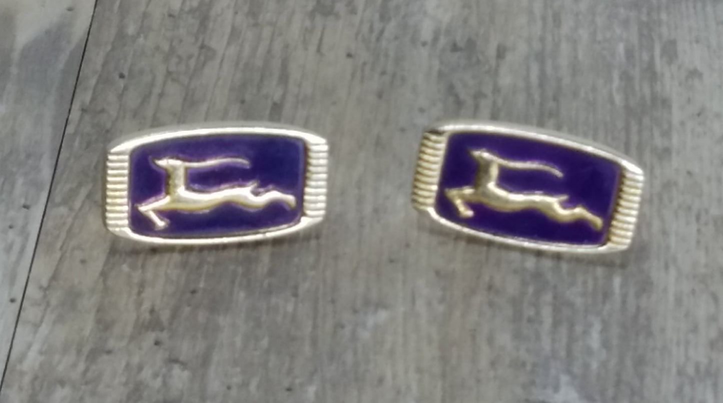 Vintage Antelope/Impala - Emblem Cuff Links Gold-Tone & Purple - Chevrolet Chevy