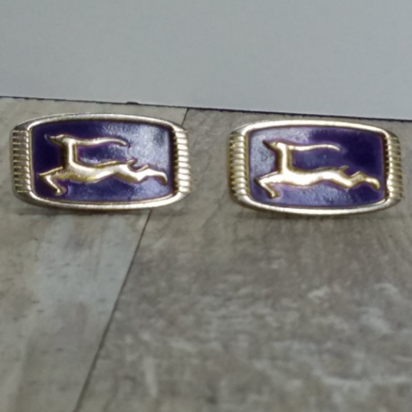 Vintage Antelope/Impala - Emblem Cuff Links Gold-Tone & Purple - Chevrolet Chevy