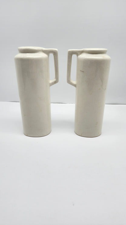 Vintage 1970's Ceramic Oil & Vinegar Cruet Dispenser Bottles - Ear Of Corn Print